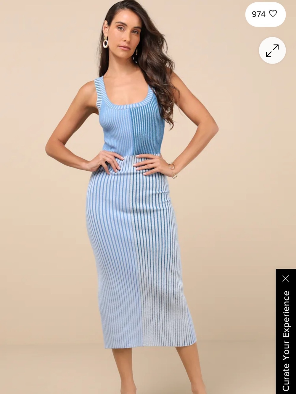 Lulu's Striped Blue Knit Dress - Picture 4 of 6
